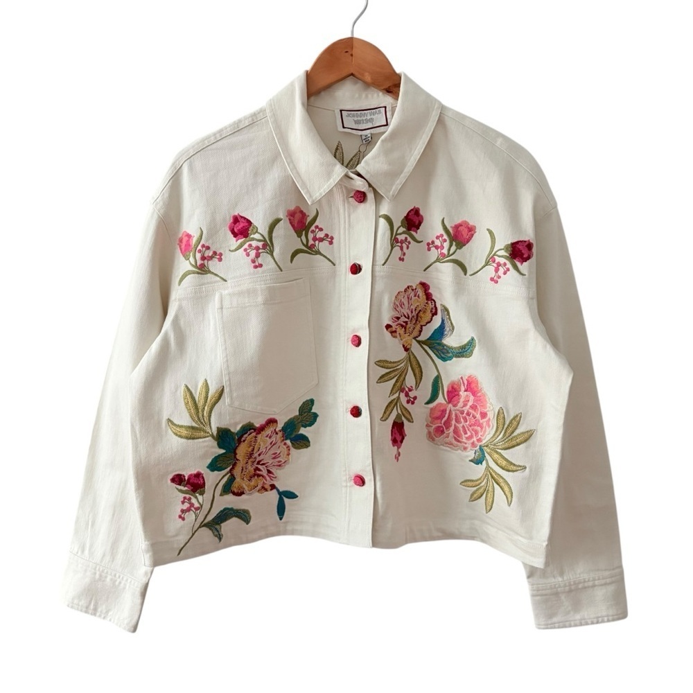 Johnny Was Crochet Cropped Denim Jacket - Picture 4 of 15